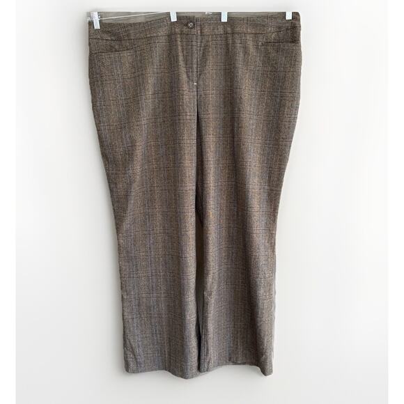 NWT Lane Bryant Classic Trousers Brown Plaid Tailored Stretch 90s Plus Size 28 - Picture 1 of 13
